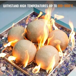 Stanbroil Ceramic Balls - 5” Round Fire Stones for Fire Pit Fire Bowl Fireplace
